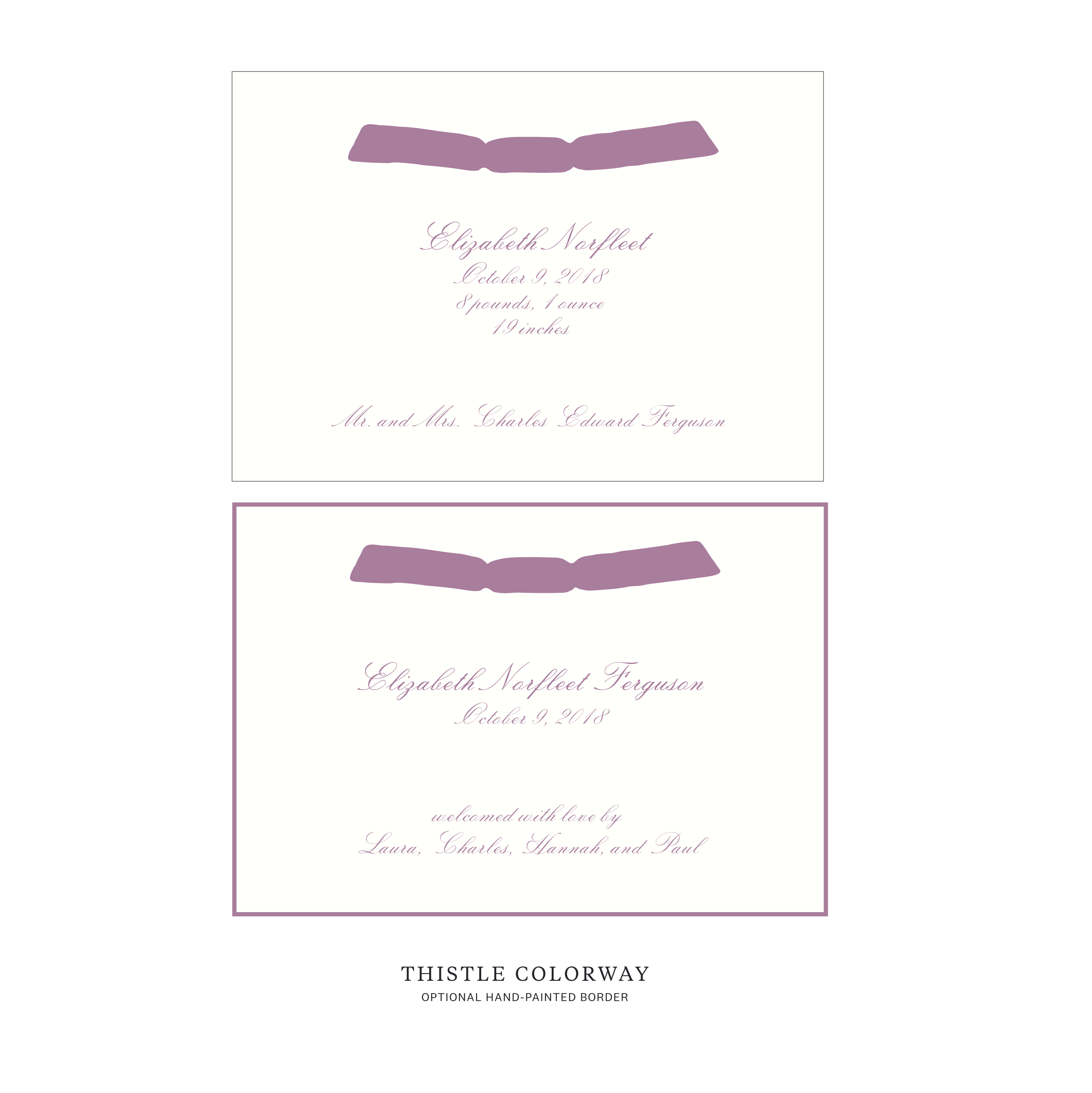 Sutton Ribbon Birth Announcement