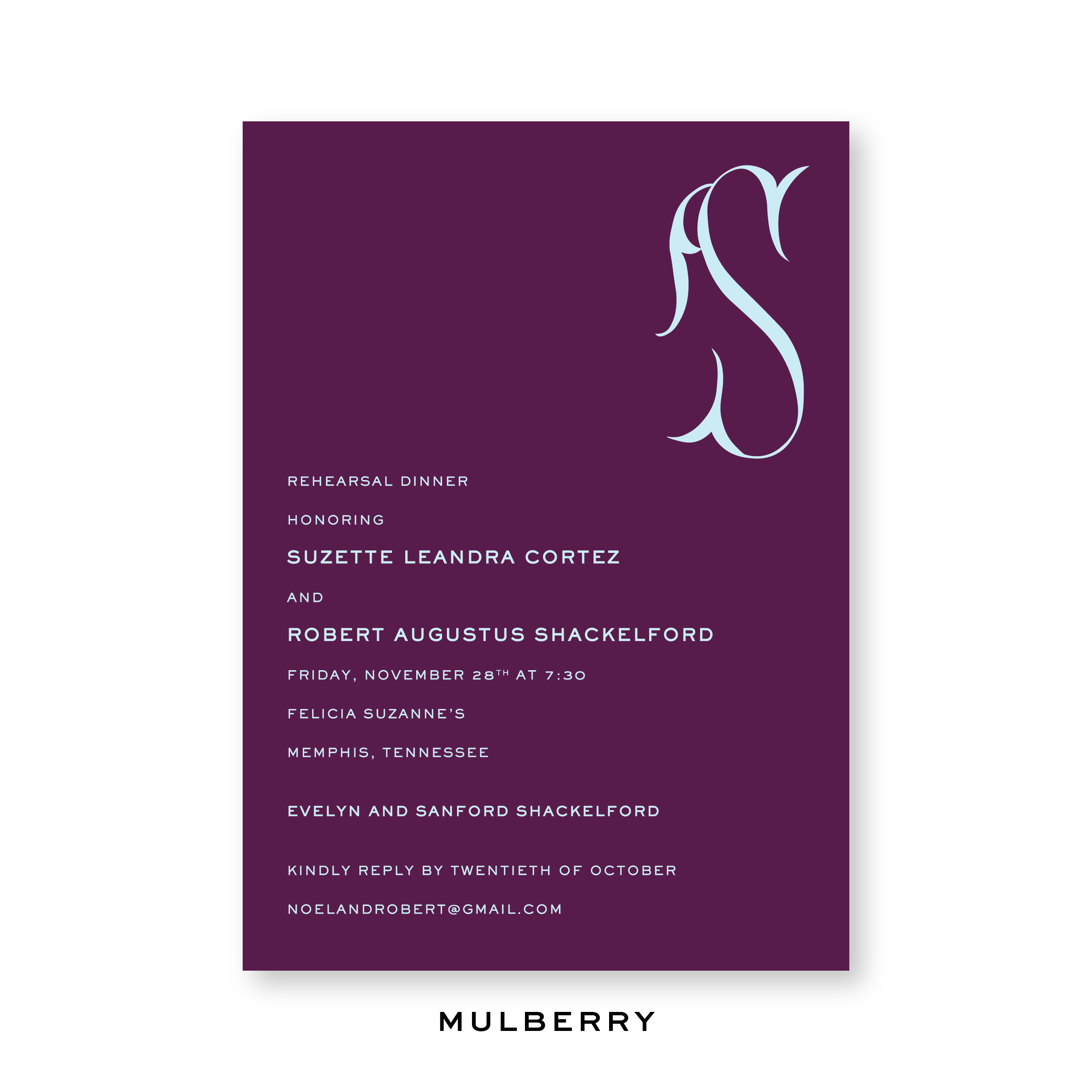 Suzette Rehearsal Dinner Invitation