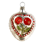 Rose Heart Handblown Glass Ornament