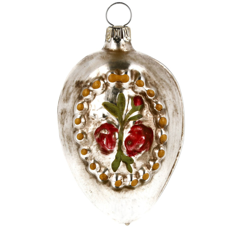 Rose & Cross Handblown Glass Ornament