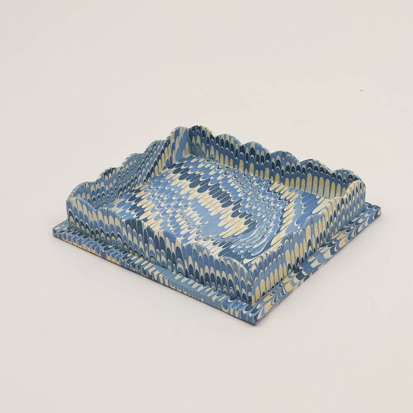 Scalloped Tray Set - Mountain Blue