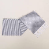 Striped Colorful Turkish Cotton Peshtemal Towel: Dark Navy Blue / Beach Towel