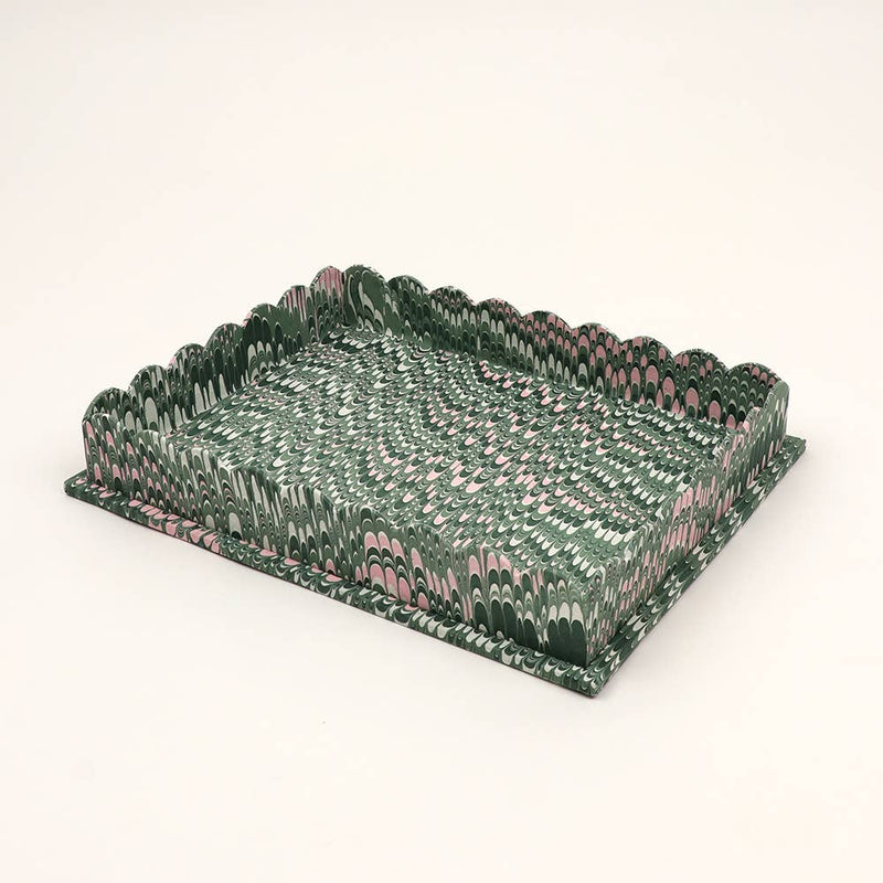 Marbled Scalloped Tray Set - Green Mountain