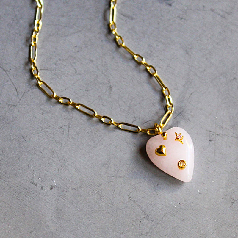 Stone Heart Necklace 16"