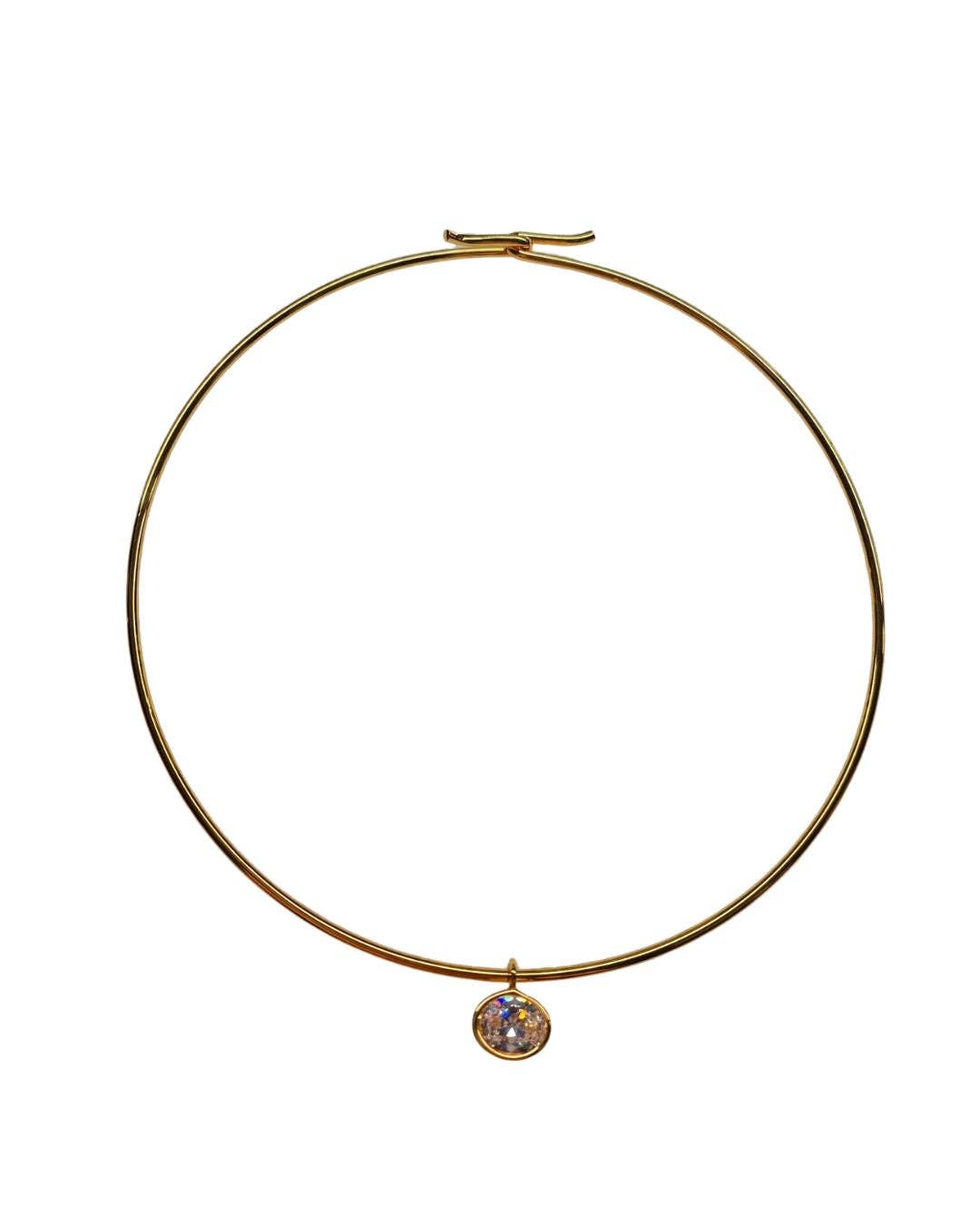 Oval Bezel Set Collar Necklace