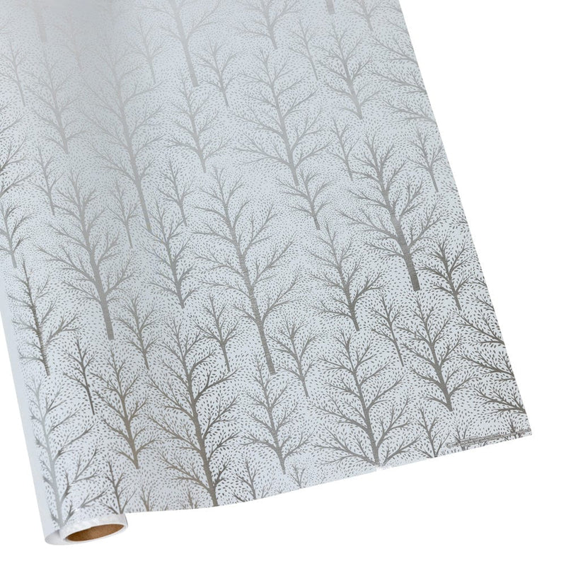 Winter Trees Silver Foil Metallic Wrapping Paper