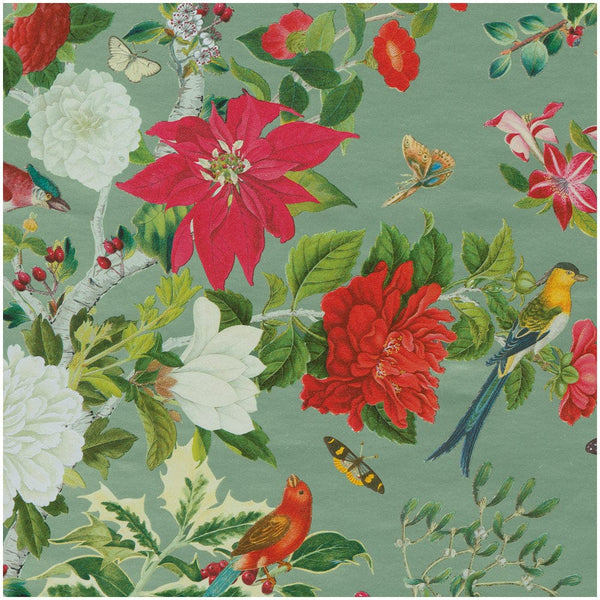 Christmas Chinoiserie Celadon Wrapping Paper