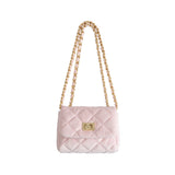 Girls Quilted Flap Mini Bag in Blush Pink Velvet