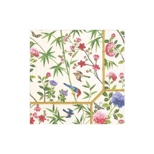 Chinese Wallpaper Paper Cocktail Napkins in Cream