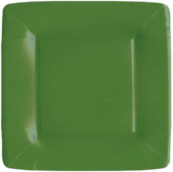 Grosgrain Border - Hunter Green Square Salad/Dessert Plate