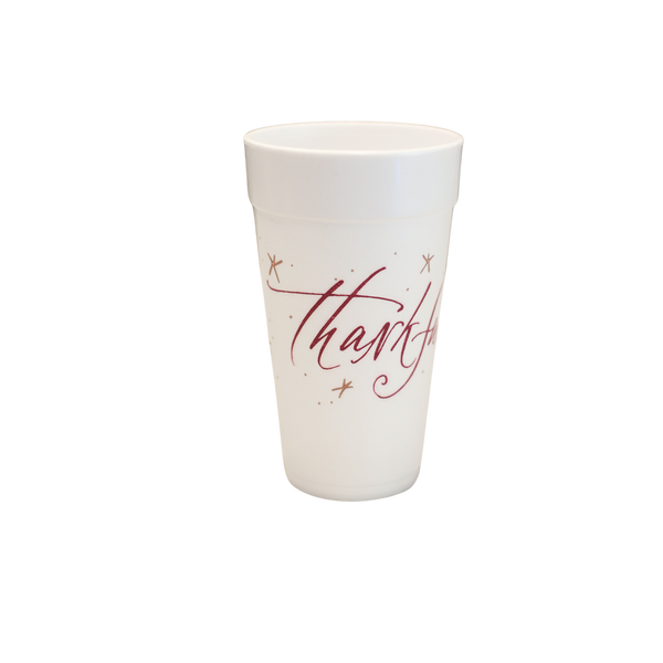 Thankful Friendsgiving Calligraphy Foam Cups