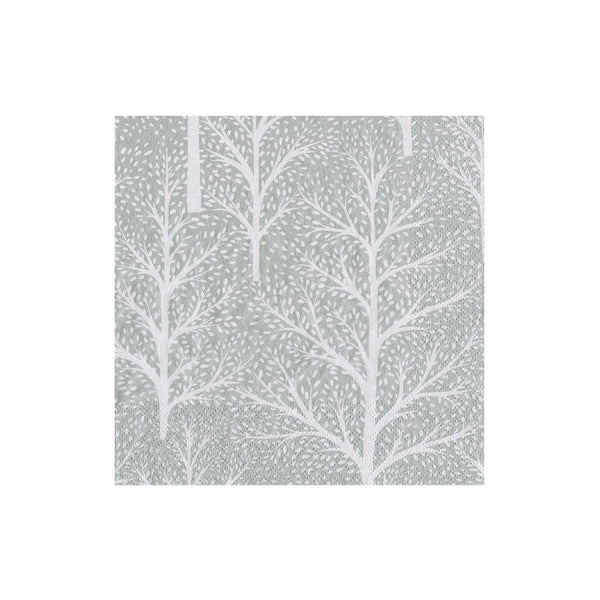 Winter Trees Silver/White Cocktail Napkin Box Set