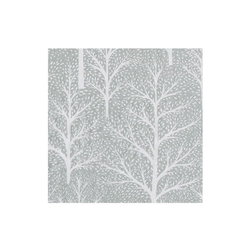 Winter Trees Silver/White Cocktail Napkin Box Set