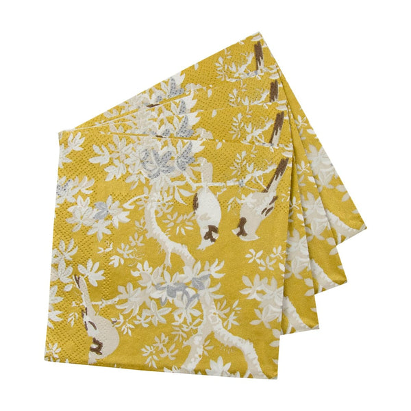 Scenic Songbirds Gold/Ivory Cocktail Napkin