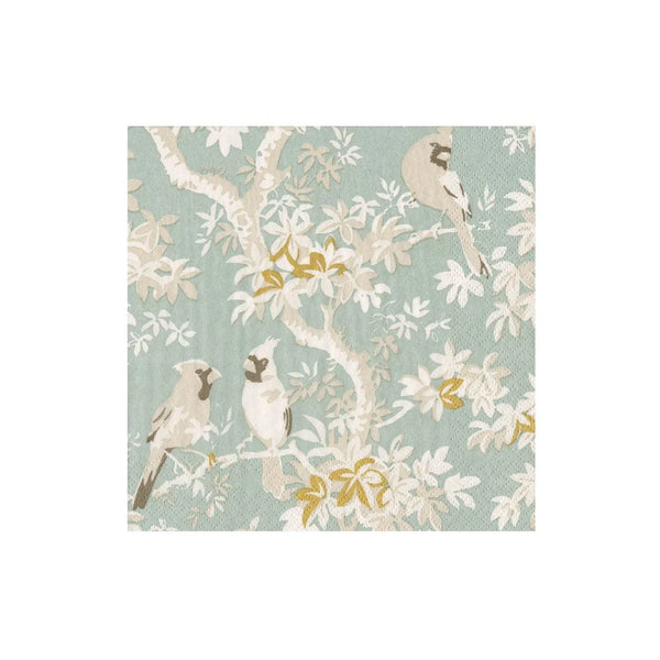 Scenic Songbirds Celadon Boxed Cocktail Napkins