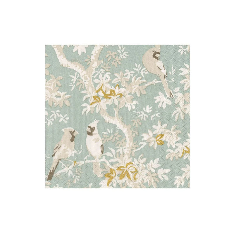 Scenic Songbirds Celadon Boxed Cocktail Napkins