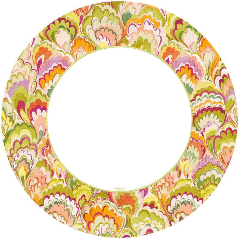 Marbled Ceramica Raspberry & Chartreuse Paper Dinner Plates