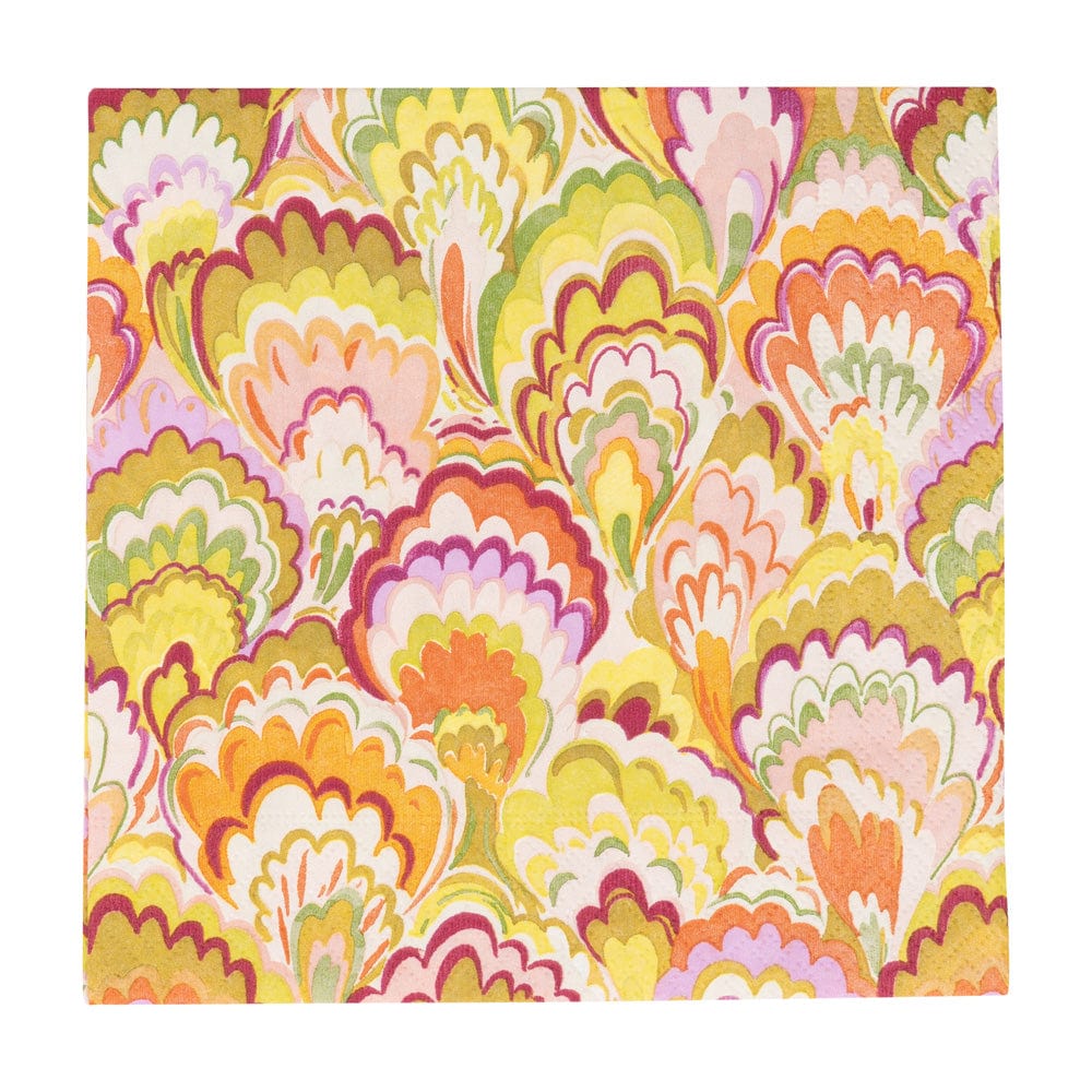 Marbled Ceramica Raspberry/Chartreuse Cocktail Napkin