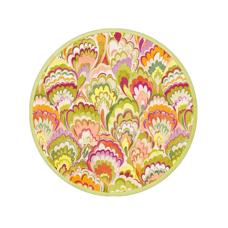Marbled Ceramica Raspberry & Chartreuse Paper Salad & Dessert Plates