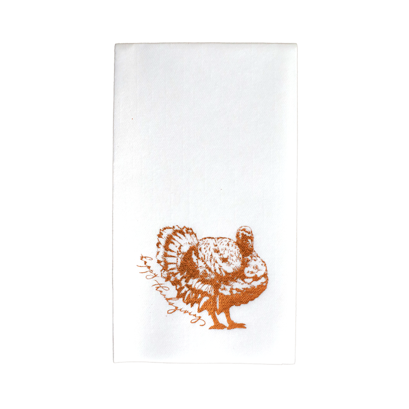 Happy Thanksgiving Copper Turkey Guest Towels