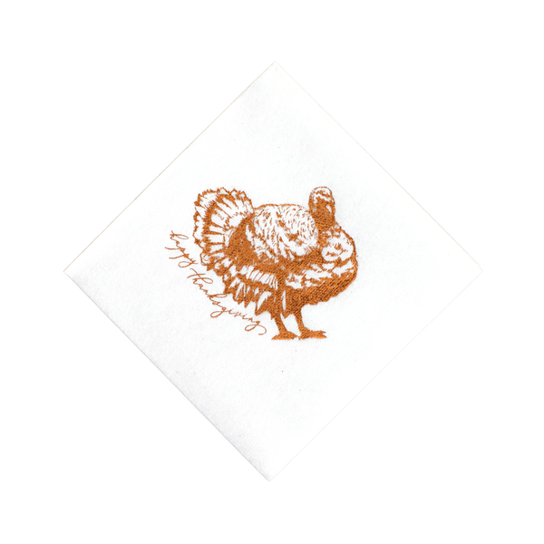 Happy Thanksgiving Copper Turkey Cocktail Napkins