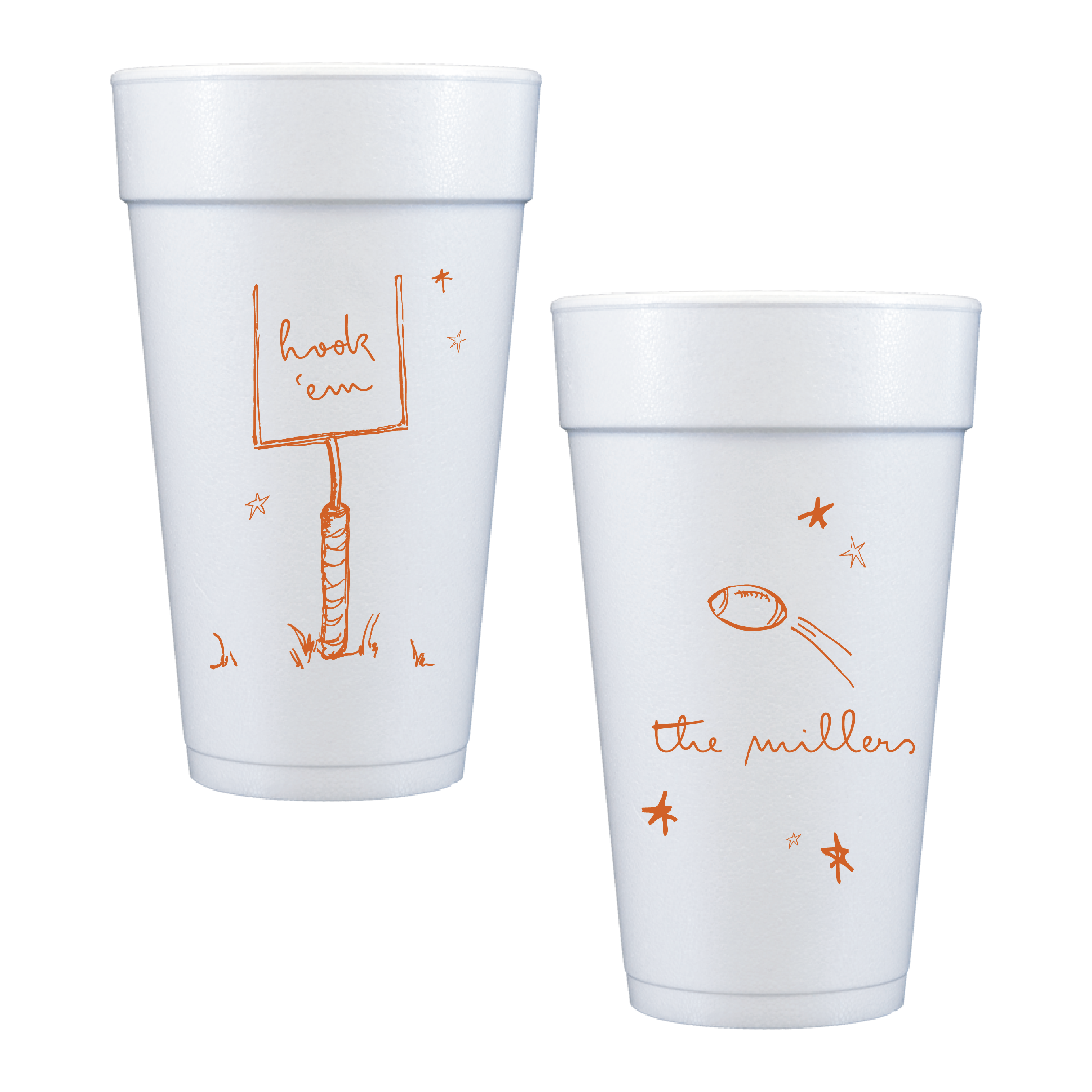 Personalized Hook 'em Game Day Cups