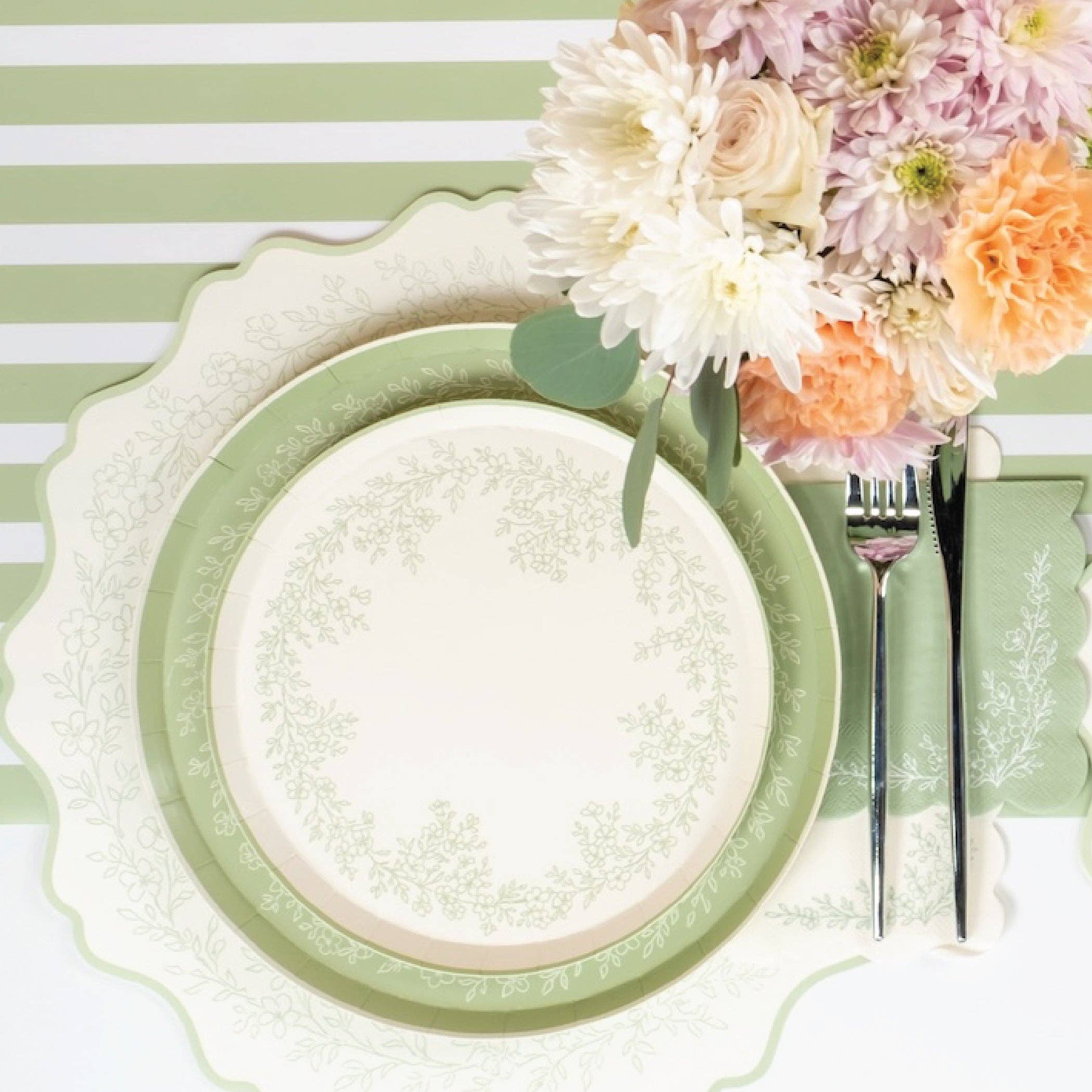 Floral Elegance Sage Guest Towels