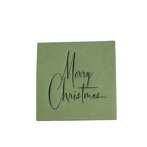 Merry Christmas Green Petite Napkins