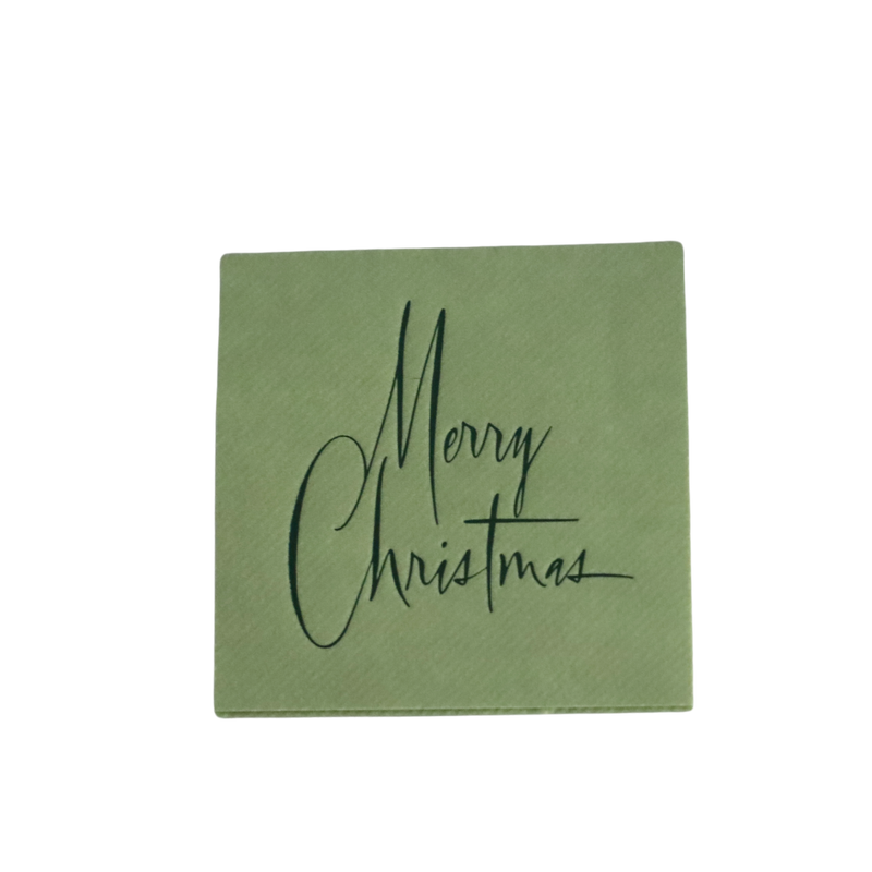 Merry Christmas Green Petite Napkins