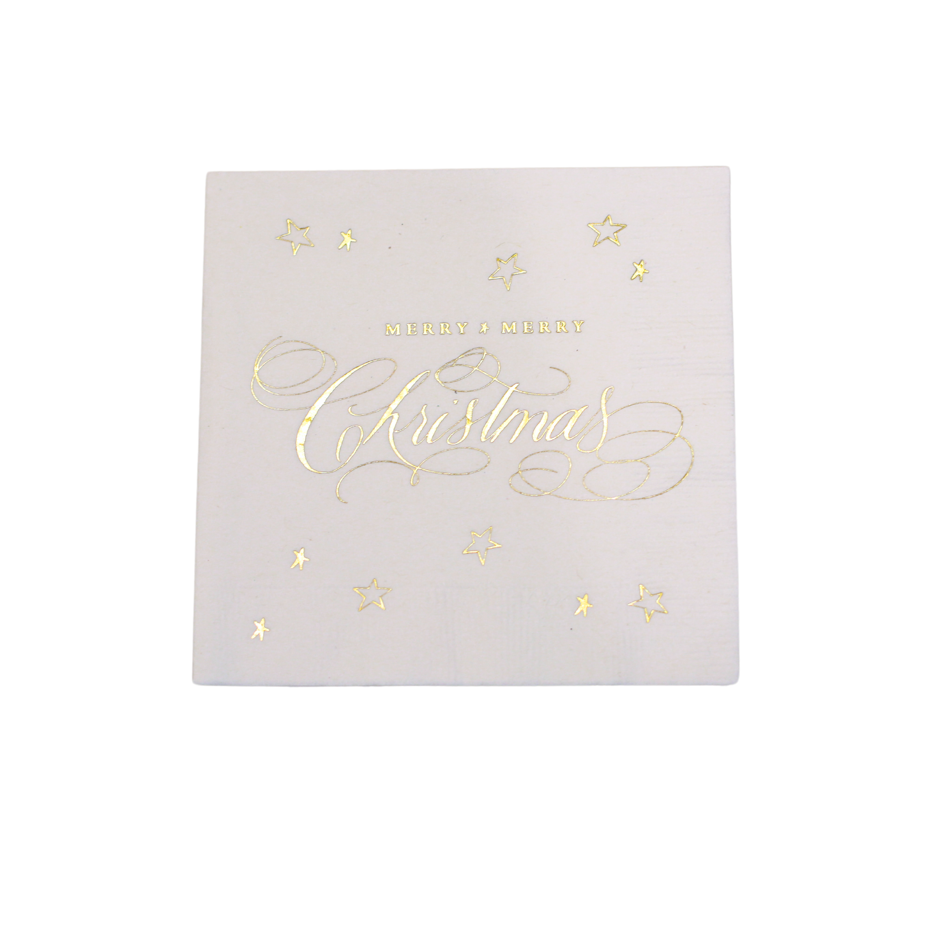 Merry Merry Christmas cocktail napkins - Gold Foil