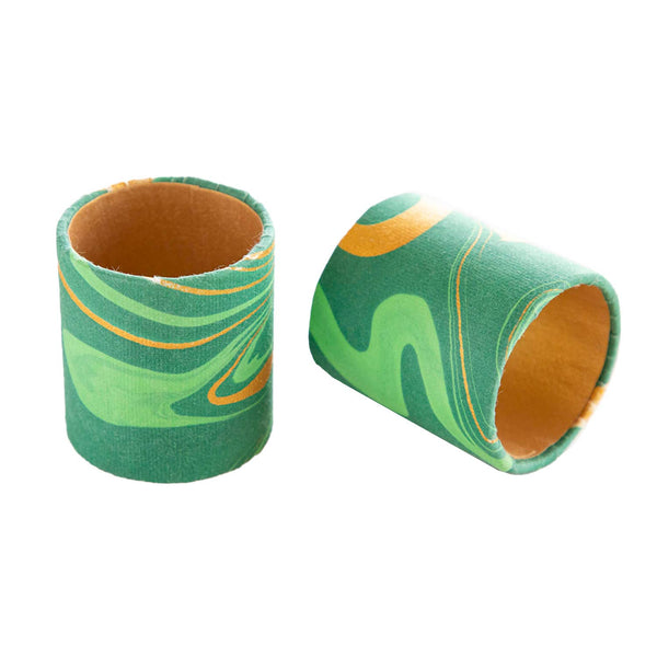 Green & Gold Marbled Napkin Rings