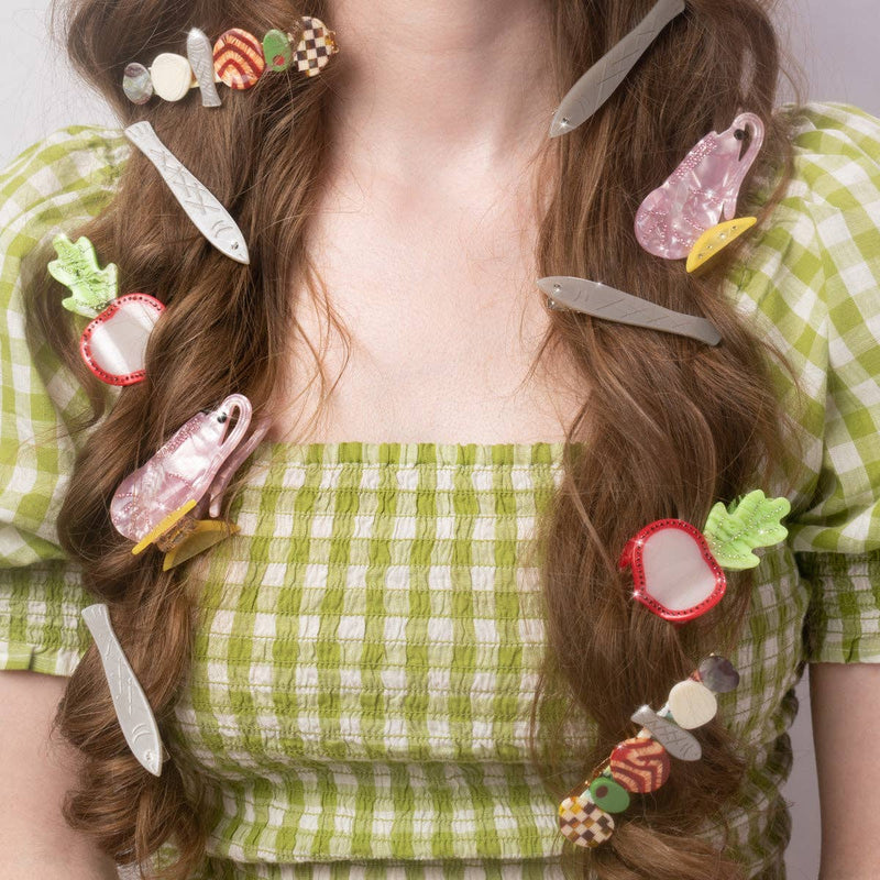 Fancy Rhinestone Radish Slice Small Acetate Hair Claw