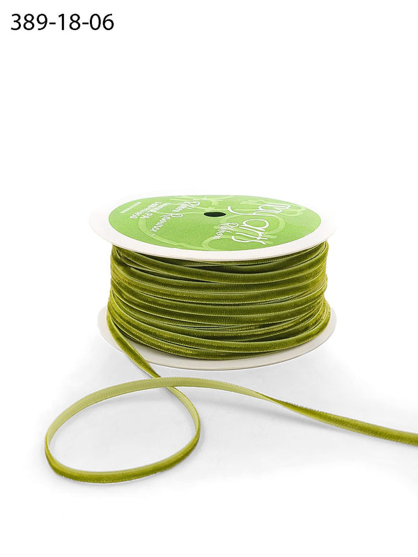 1/8" Sweetpea Green Velvet Cord Ribbon