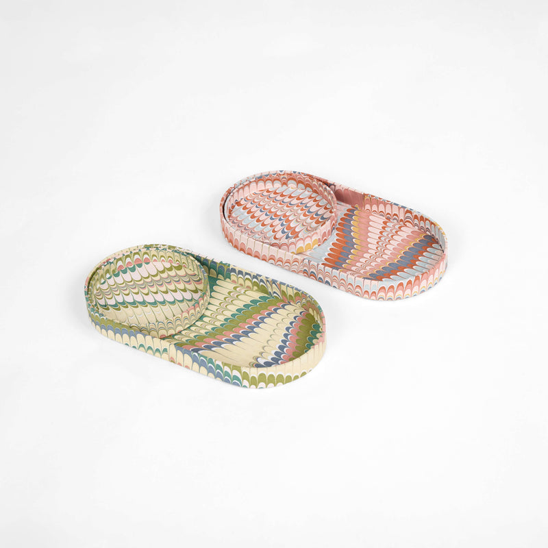 Marbled Desk Tray Set - Moss Mountain