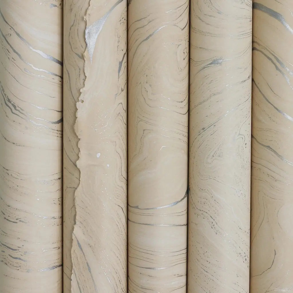 Cream & Silver Marble Gift Wrap Sheets (Set of 3)