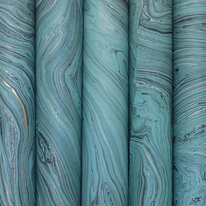 Teal Marble Gift Wrap Sheets (Set of 3)
