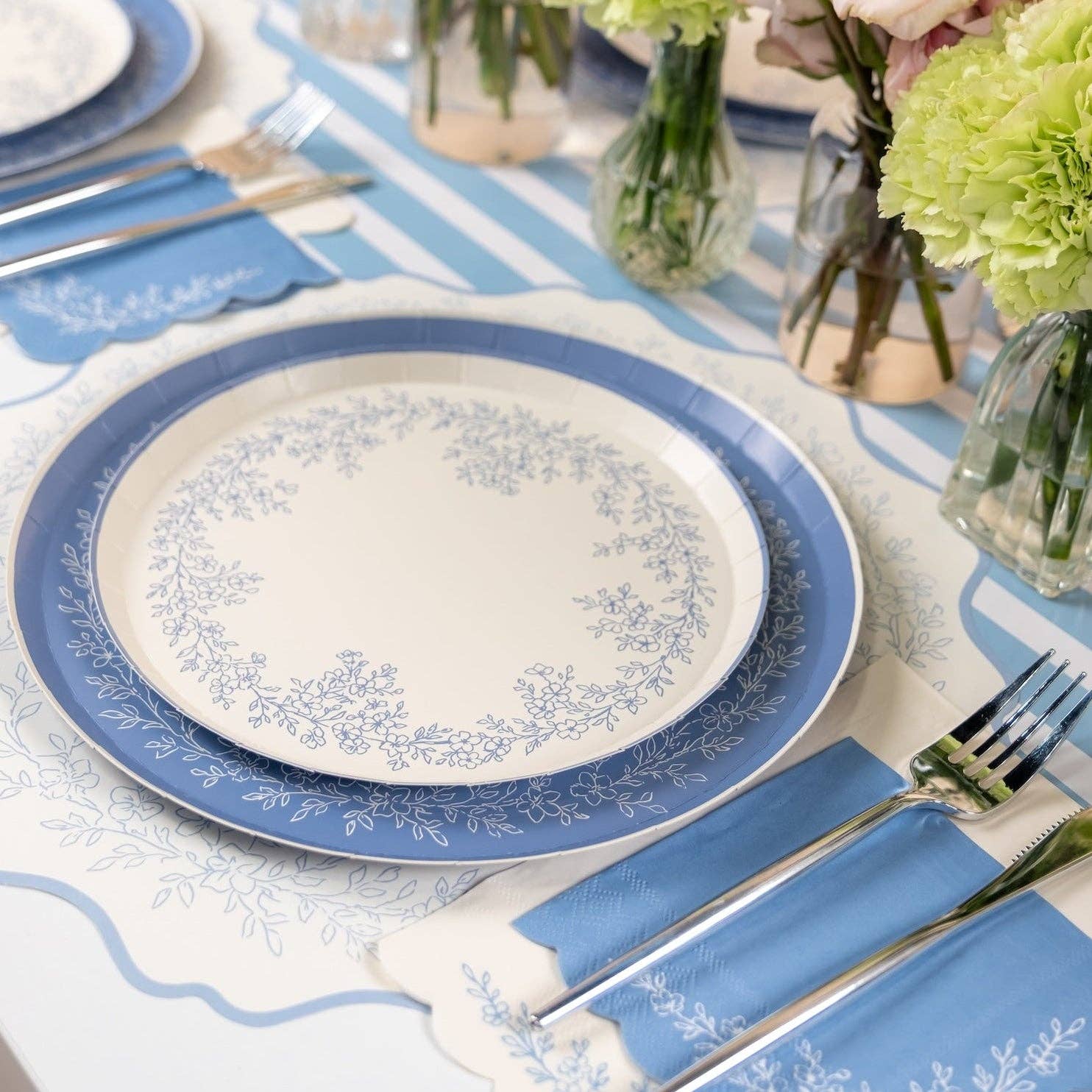 Dusty Blue Striped Table Runners
