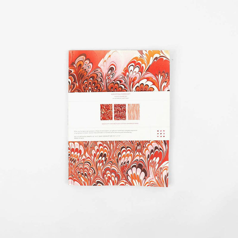 Red Hand Marbled Gift Wrapping Paper Booklet