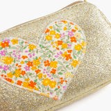 Girls Glitter Heart Purse, Gold