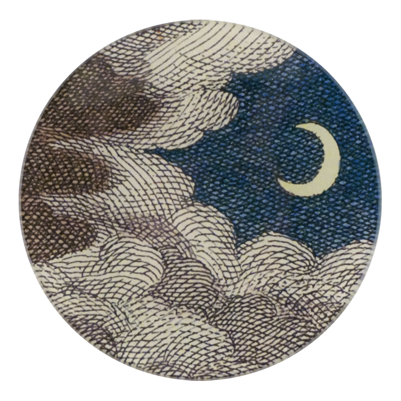 Clouds & Crescent Moon 5 3/4" Round Plate