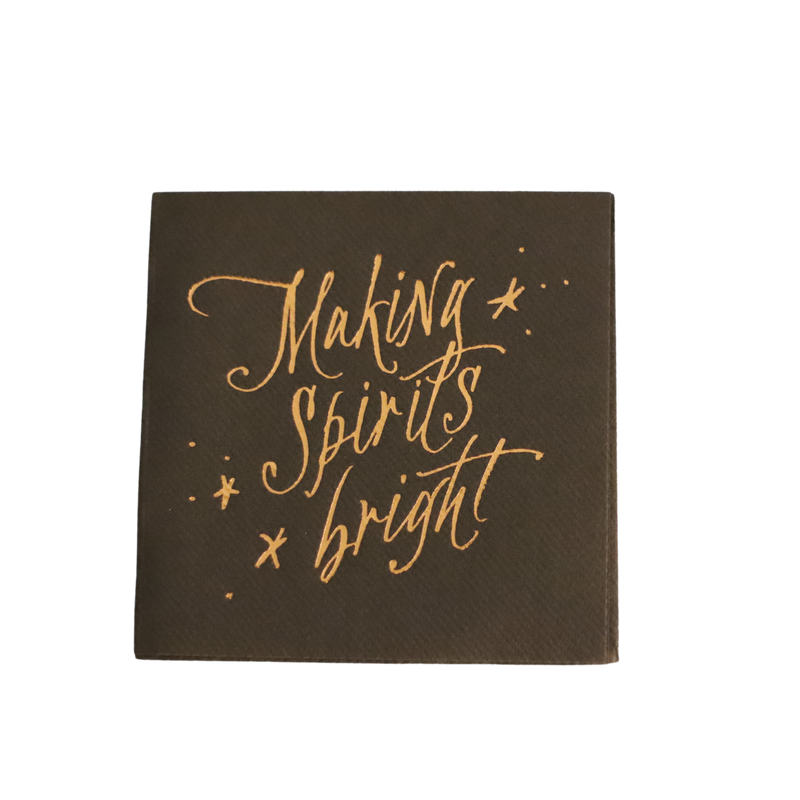 Making Spirits Bright Cocktail Napkins, Brown