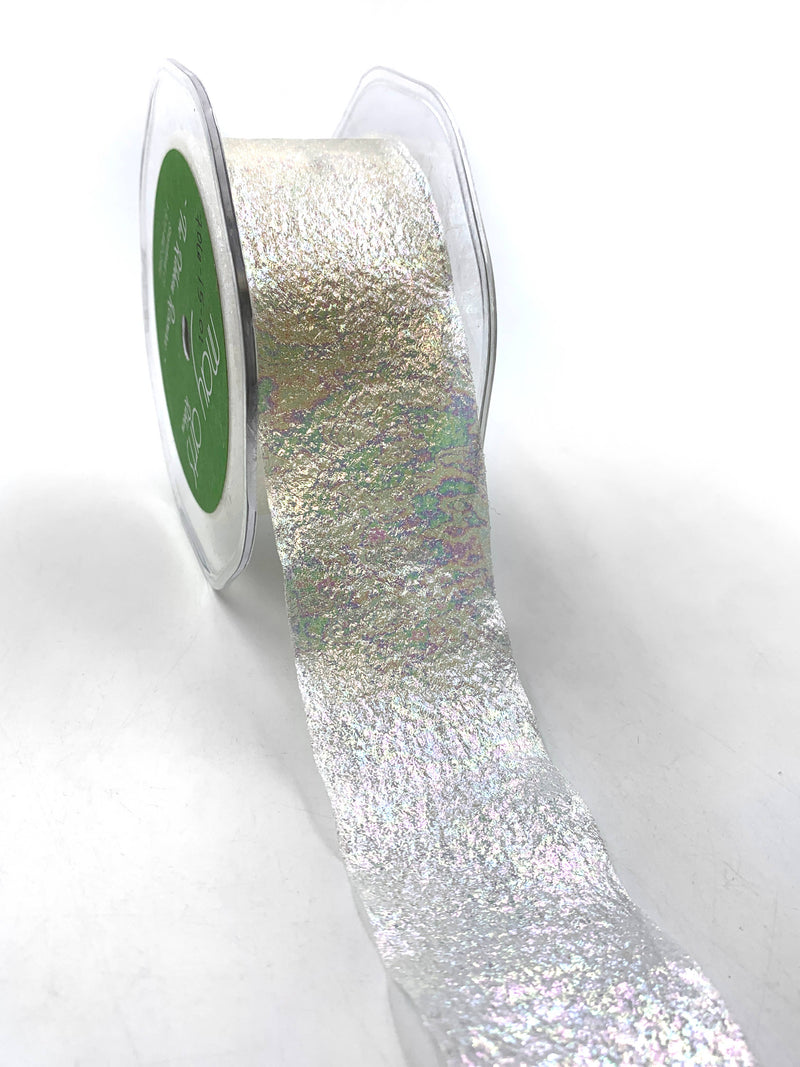 1.5" White Iridescent Crepe Ribbon