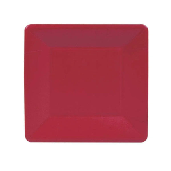Red Grosgrain Square Paper Salad & Dessert Plates
