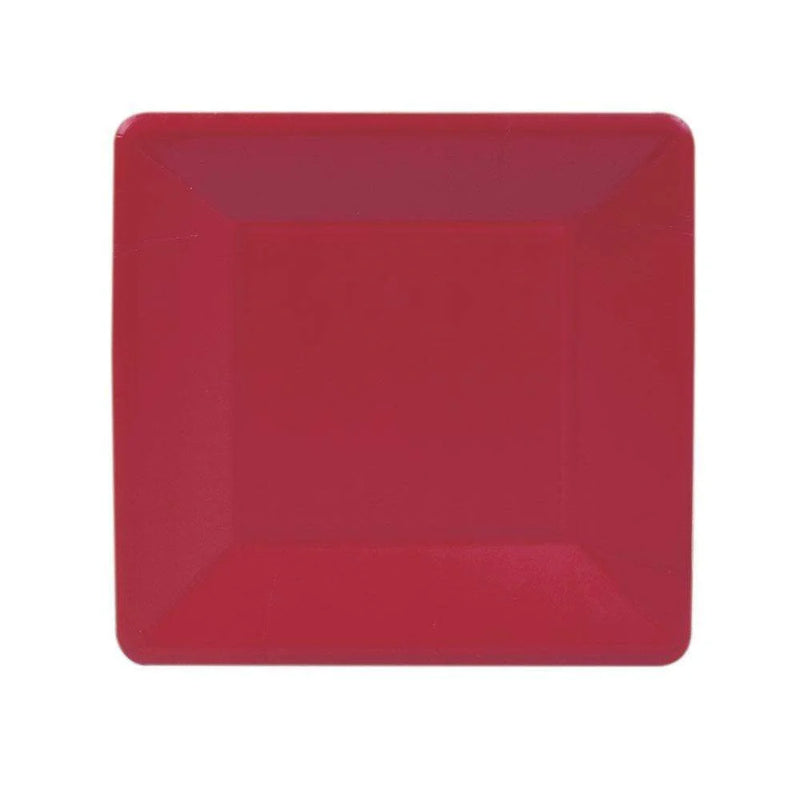 Red Grosgrain Square Paper Salad & Dessert Plates