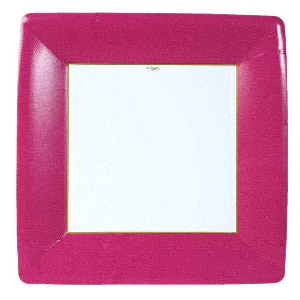 Grosgrain Border Rose Square Dinner Plate