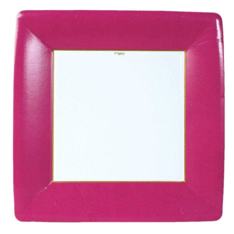 Grosgrain Border Rose Square Dinner Plate