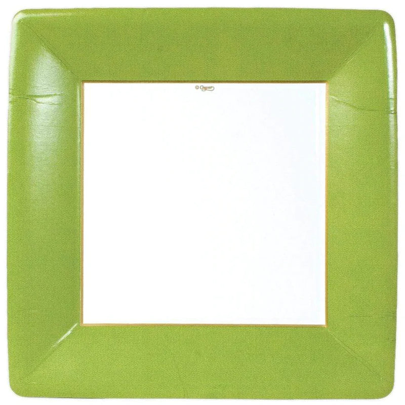 Grosgrain Border Moss Green Square Dinner Plate