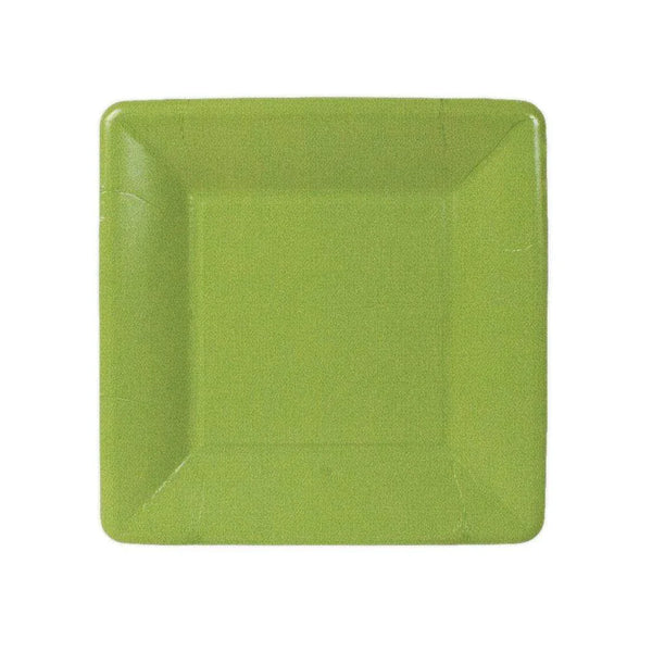 Grosgrain Square Paper Salad & Dessert Plates in Moss Green