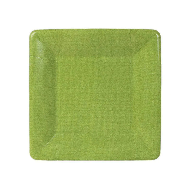 Grosgrain Square Paper Salad & Dessert Plates in Moss Green