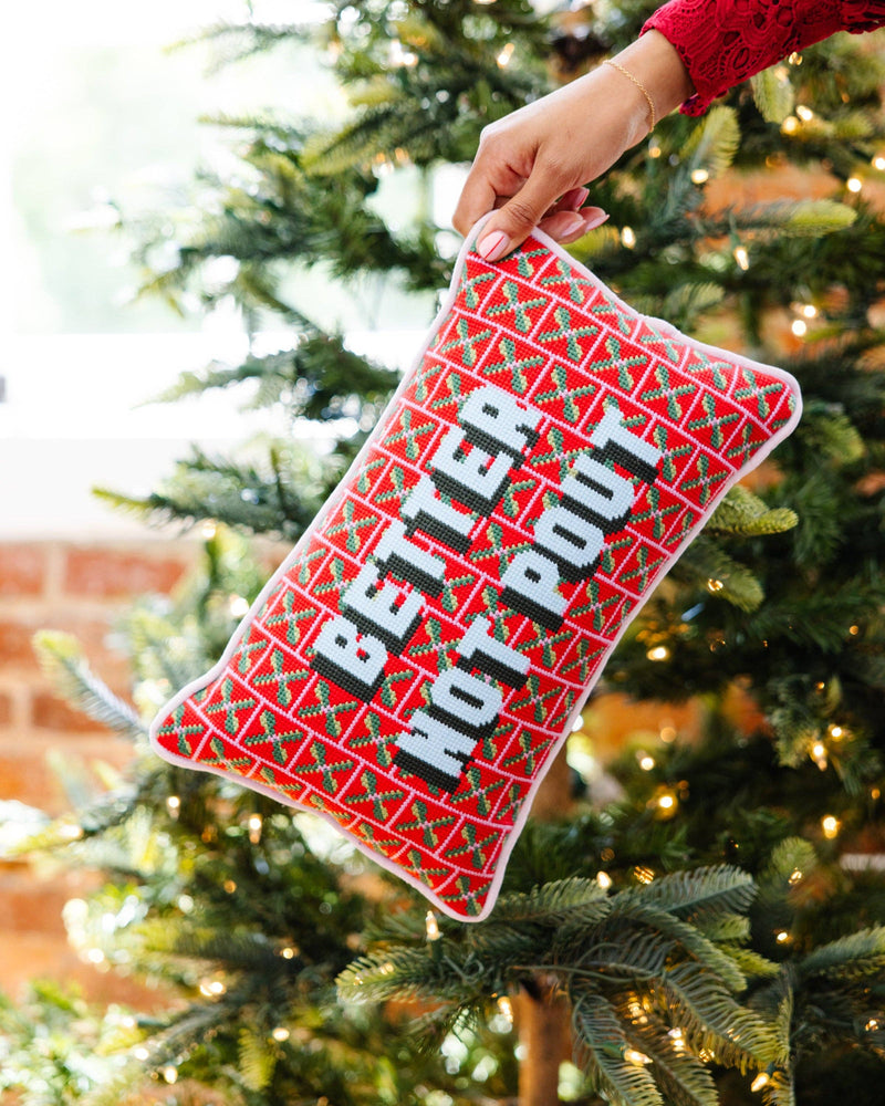 Better Not Pout Needlepoint Pillow